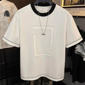 AIDASE  -  Men's Clothing Summer Men's Personalized Round Neck Simple Luxury Breathable T-Shirt Comfortable Lightweight Custom Design aidase-shop